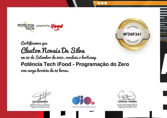Foto Certificado: iFood Programação do Zero