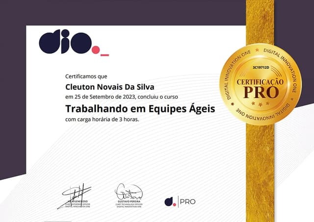 Foto Certificado: Trabalhando em Equipes Ágeis - Método Ágil