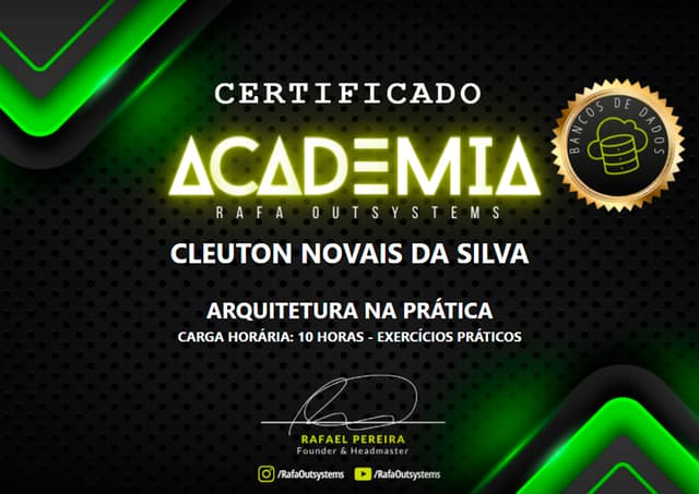 Foto Certificado: OutSystem Arquitetura